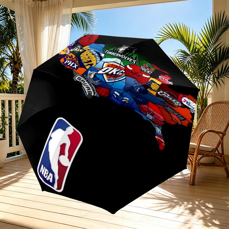 NBA Print Automatic Open Close Umbrella, Portable Foldable Umbrella, for Outdoor Commute Camping Trip, Ideal Birthday Gift