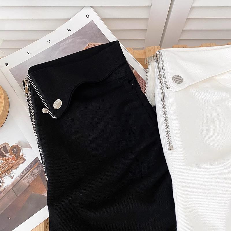 Summer High-Waist Zipper Pleated Bodycon Shorts for Women