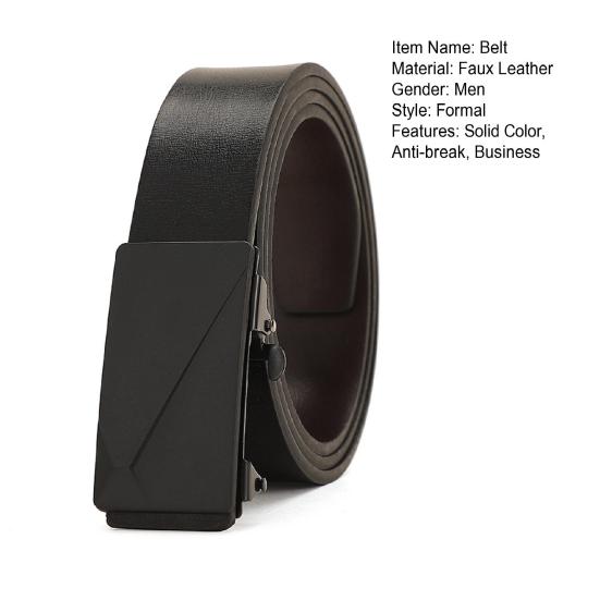 Men Belt Multipurpose Automatic Buckle Formal Faux Leather Adjustable Match Clothing Long-lasting Smooth Surface Men Business Belt for Daily Wear