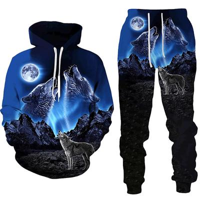 Wolf 3d Gedruckt Hoodie Hosen Anzug Männlich Frühling Und Herbst Casual Sweashirt Pullover Männer Trainingsanzug Set Mode männer Kleidung anzug