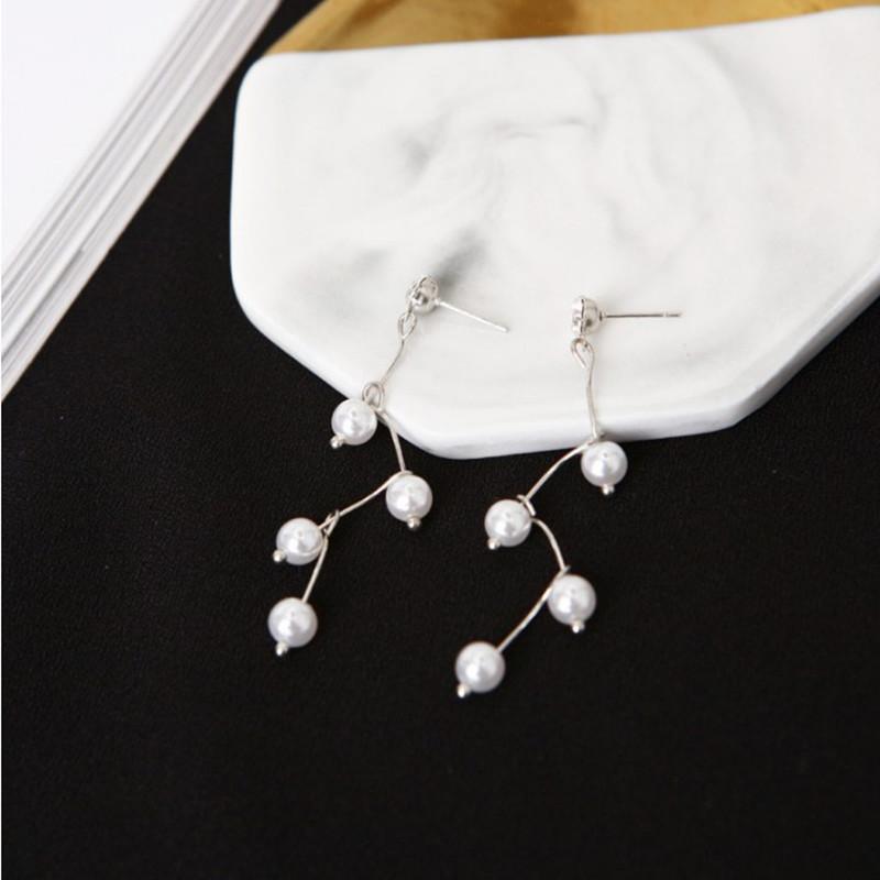 

Simulated Pearl Women Drop Earrings Geometric Fashion Zircon Dangle Earring oorbellen Girls Crystal Brincos Bijoux
