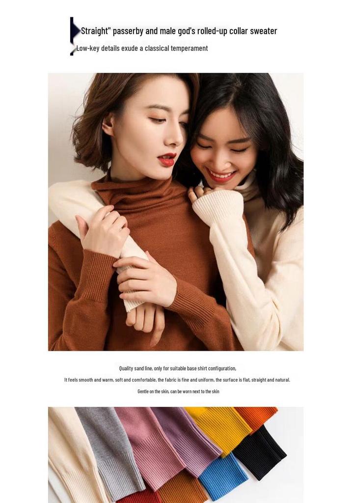 Autumn/Winter Women's Slim Fit High Neck Turtleneck Sweater Knitwear