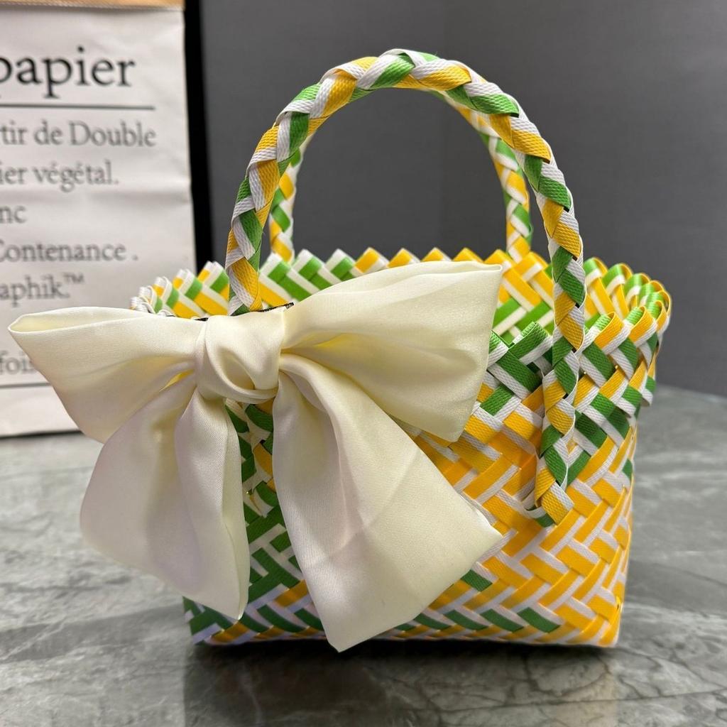 Plastic Woven Handbag Woven Basket Souvenir Basket Bag Beach Women's Bag
