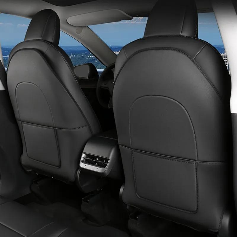 For Tesla Model Y Model 3 Car Seatback Protector Mats Car Seat Back Protective Child Anti-Kick Mats Leather Interior Accessories