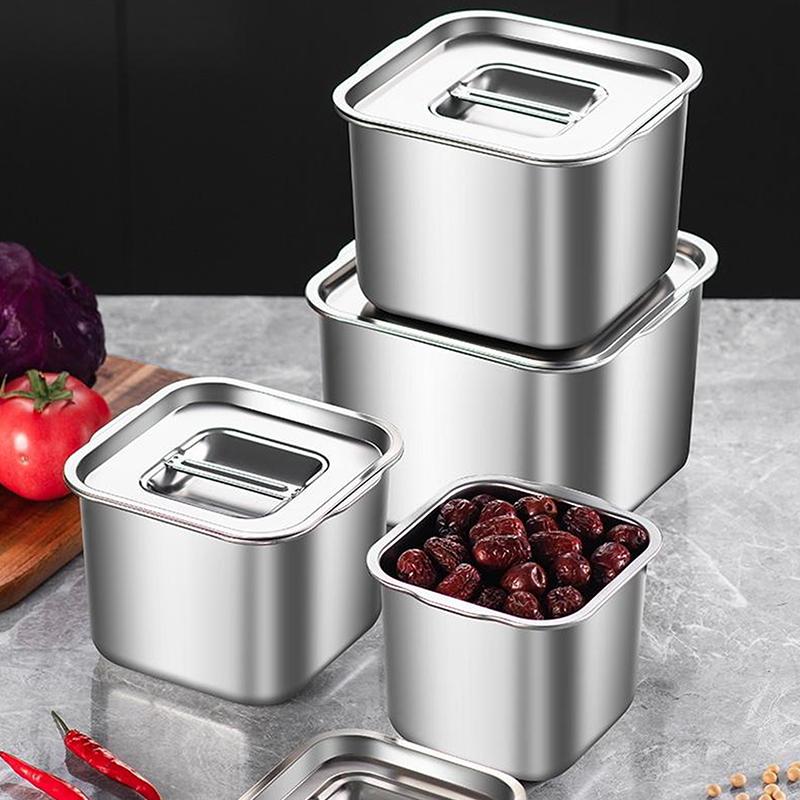 Edelstahl Frischhaltebox Versiegelt Auslaufsicher Lunchbox Obstbox mit Deckel Knödelbehälter Kühlschrank Aufbewahrungsbox
