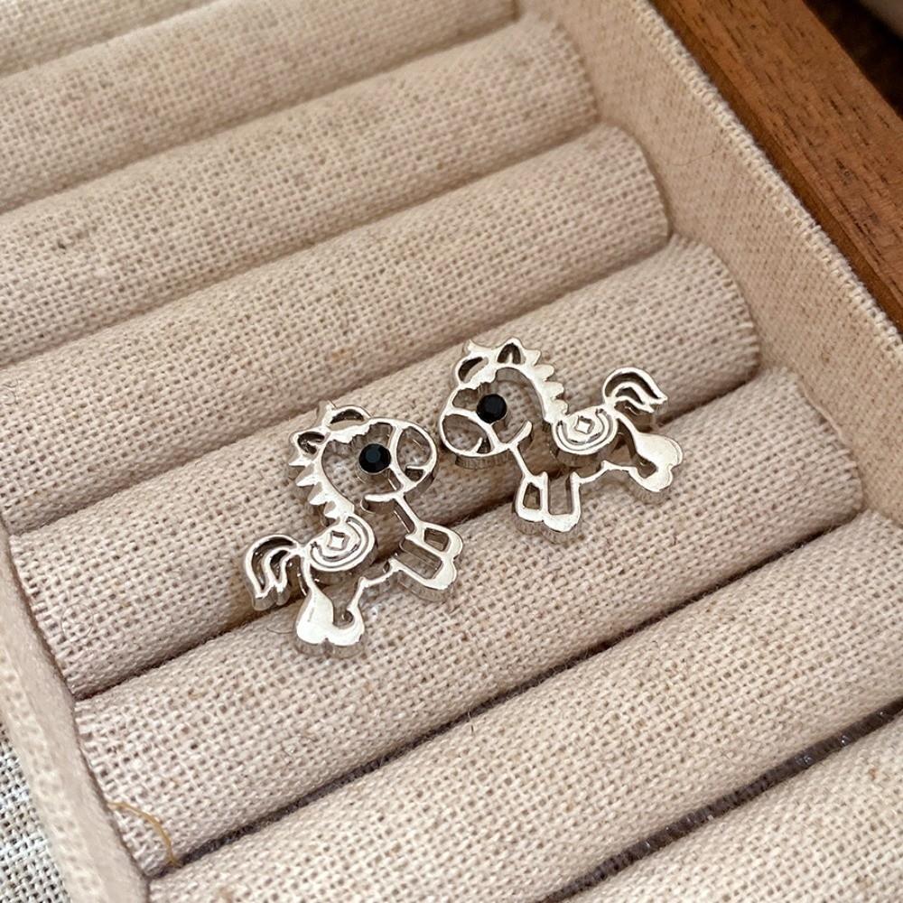 Zinc Zinc Alloy Metal Pony Earrings Chinese Style Horse Mascot Drop Earrings New Year Horse Earrings  Girls