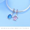 S925 Sterling Silver Starfish, Dolphin, and Turtle Charm Bracelet with Beaded Accessories