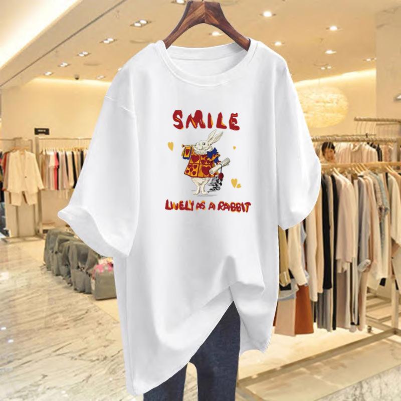 

New casual cartoon loose t-shirt alphabet print short-sleeved summer top S