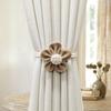2PCS.Luxury Flower Linen Curtain Tiebacks (Pair), Adjustable Cottagecore Straps, Cute Decor for Sheer/Thick Curtains