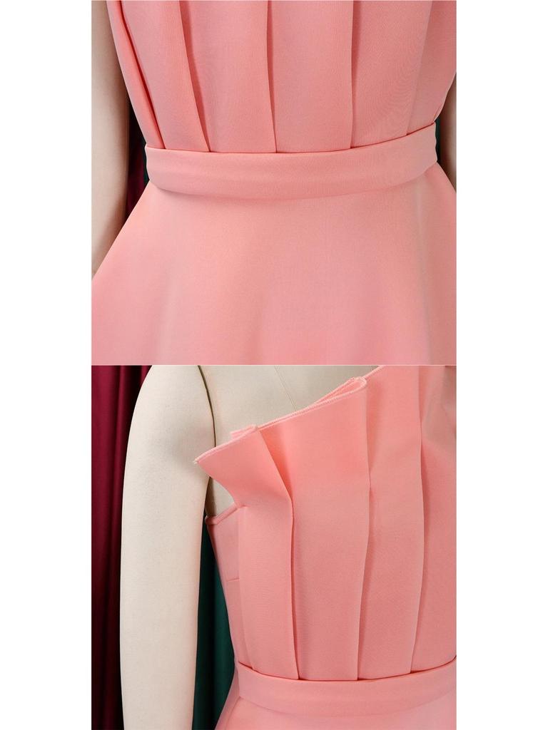 Plus Size Women's One-Shoulder Ruffle High-Waisted Evening Gown Dress