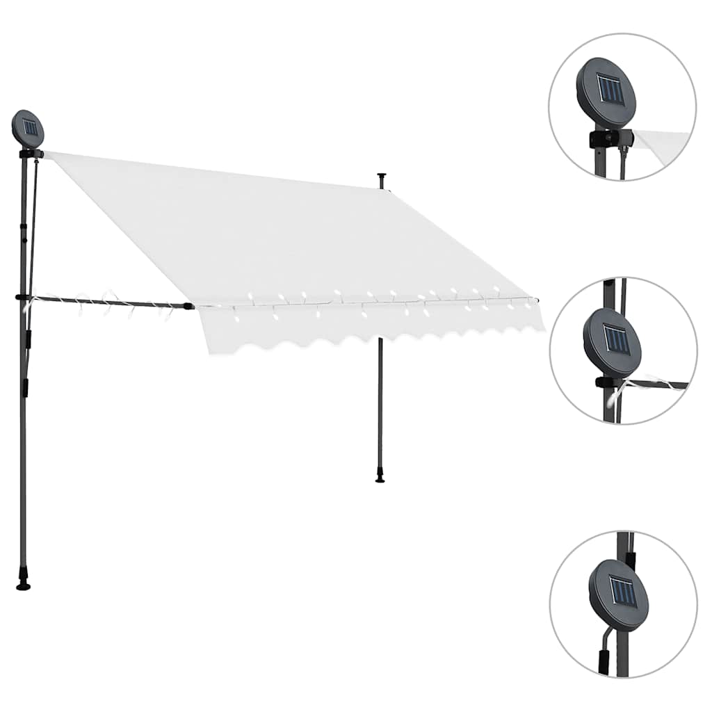 Vidaxl Hand-Rolled Awning with LED, 300 Cm, Cream