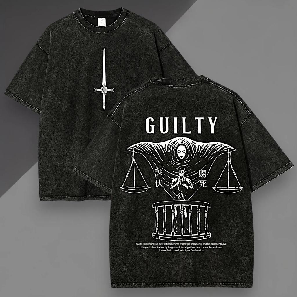 Jujutsu Kaisen Judgeman Rozšíření Domény Vintage Praná Trička Anime Manga Streetwear Oversized Tričko
