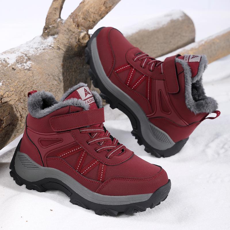 Зимние ботинки 2025 года новый стиль с плюшем нескользящие для снега - Теплые повседневные ботинки для ходьбы 42 красный 3990₽