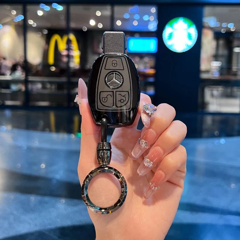 TGM3   Female Key Case for Mercedes Benz CLS CLA GL R SLK AMG A B C S Class 3 Button Remote Car Key Cover Holder Keychain Accessories