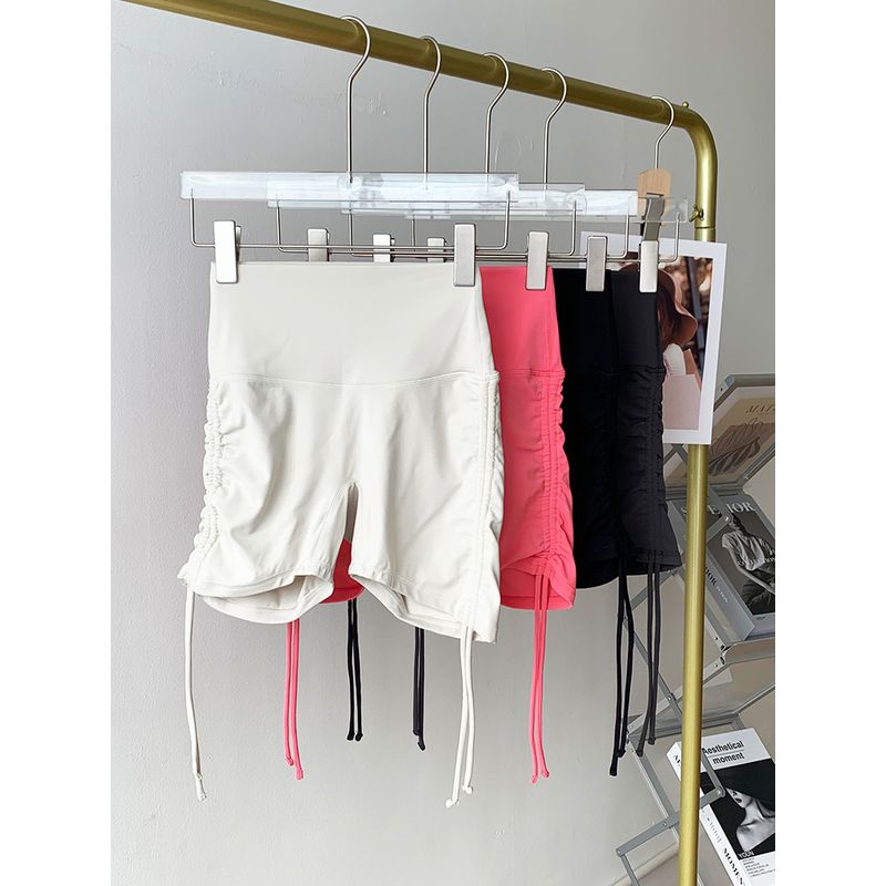 Lu Same Style High Waist Hip Lifting Sport Shorts Women's New Tight Pleating Yoga Pants Outwear Running Fitness Shorts