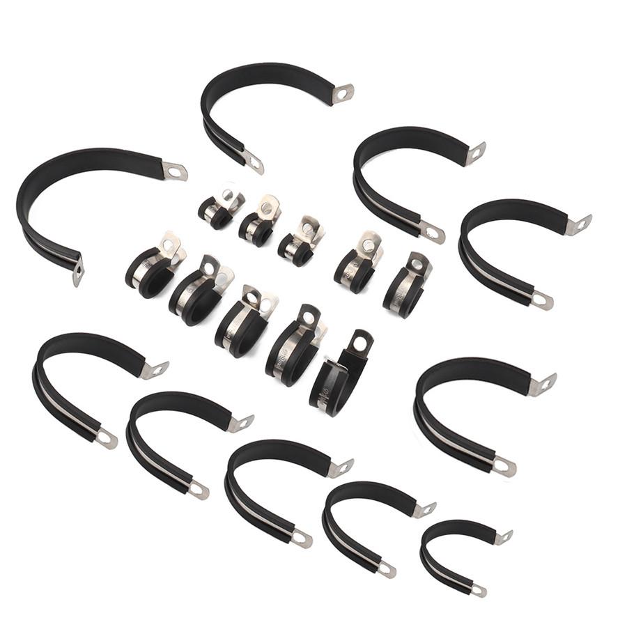 20PCS 1 Inch Stainless Steel Cable Clamp Rubber Cushioned Insulated Clamp Metal Clamp Tube Holder for Tube Pipe or Wire Cord Installation