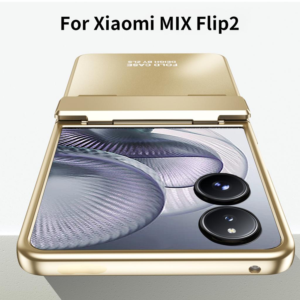 For Xiaomi Mix Flip 2 Case Electroplating Hard PC Protective Phone Cover with Screen Protector