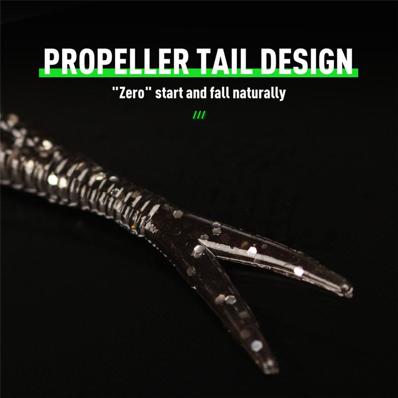 FTK 30pcs Threaded Scissor Tail Bait Artificial Bait, Soft Silicone Bait, Worm Jigging Plastic Bait