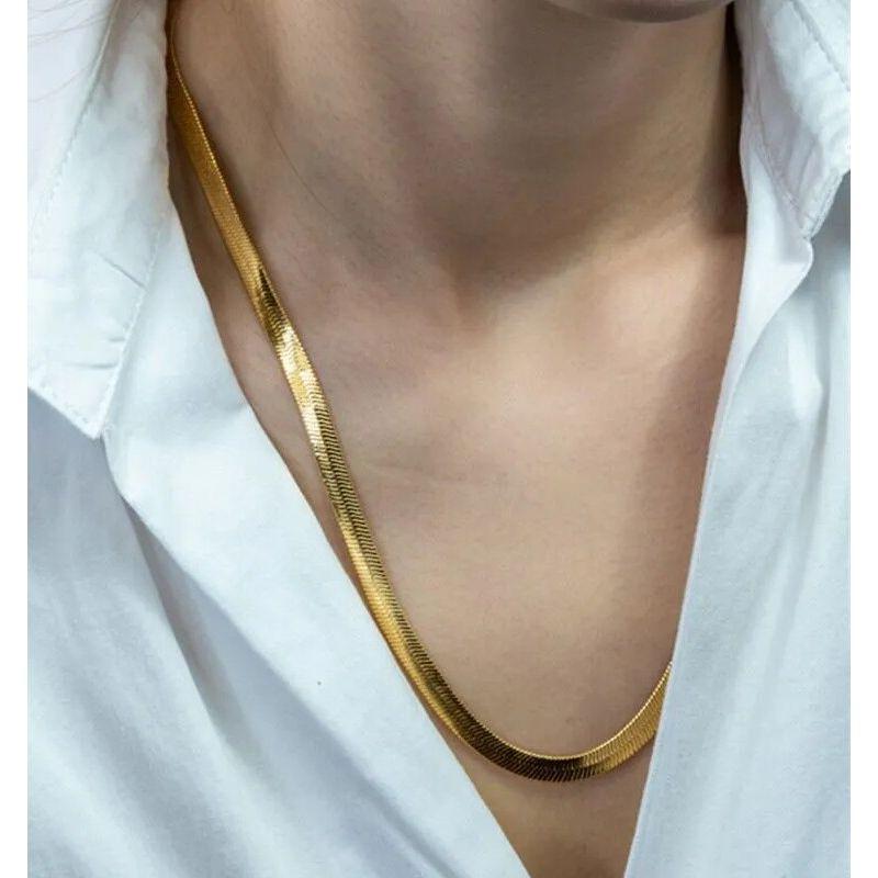 Fashion Style Minimalist Flat Blade Snake Bone Necklace Neutral Necklace Clavicle Chain Kendall Jenner Fancy Accessible Luxury Choker
