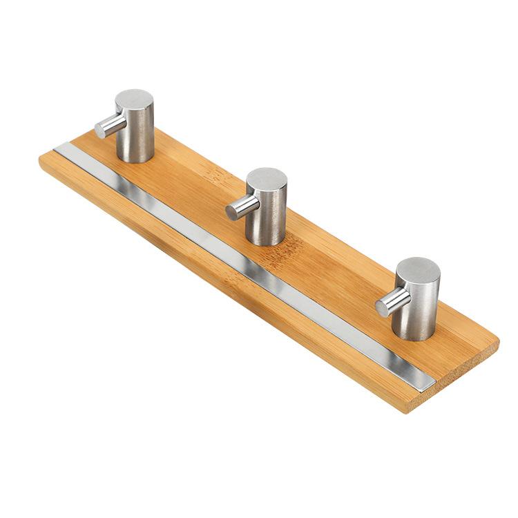 Bamboo Stainless Steel Wall Hook Self Adhesive Hook For Bathroom Kitchen Key Holder Wall Hanger Towel Coat Hook Door Hanger Rack