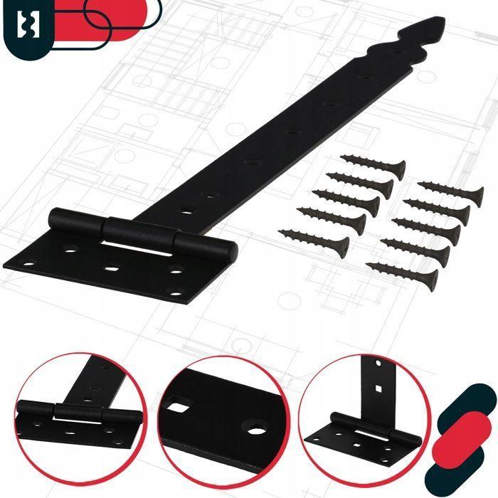 Charnières de porte - KOTARBAU - 400 mm - Acier galvanisé - Revêtement en poudre - 2buc