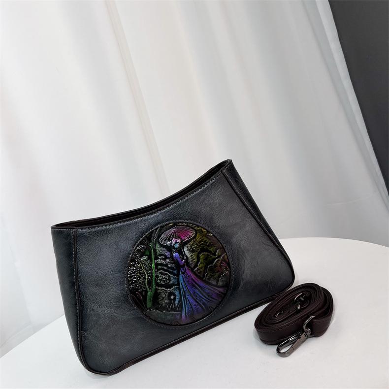 

Ретро этнический стиль тисненый легкий роскошный высококачественный мягкий прочный модный изысканный легкий дорожный уличный кроссбоди сумка через плечо серый