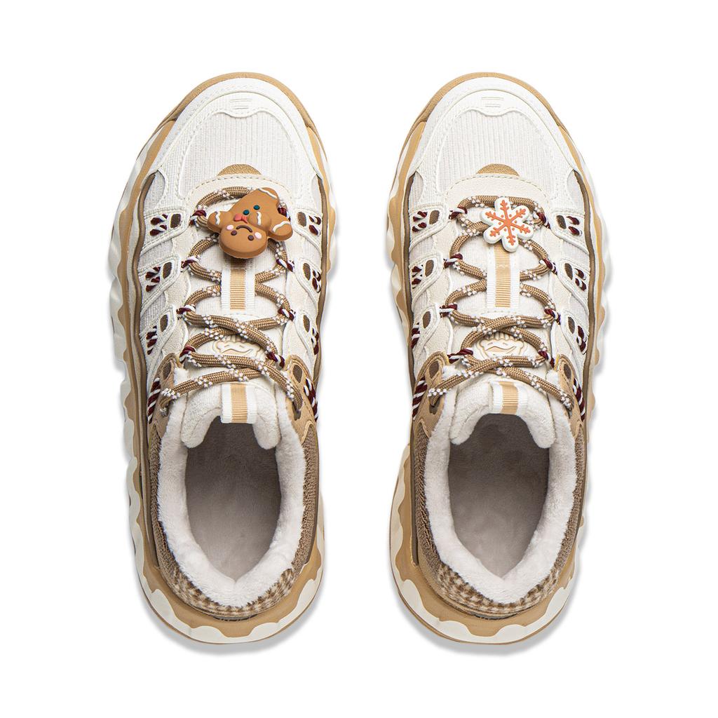 Li Ning Cookie Shoes Gingerbread Man Plush Comfortable Wear-Resistant Warm Low-Top Casual Shoes Women Sneaker AGCV254-7