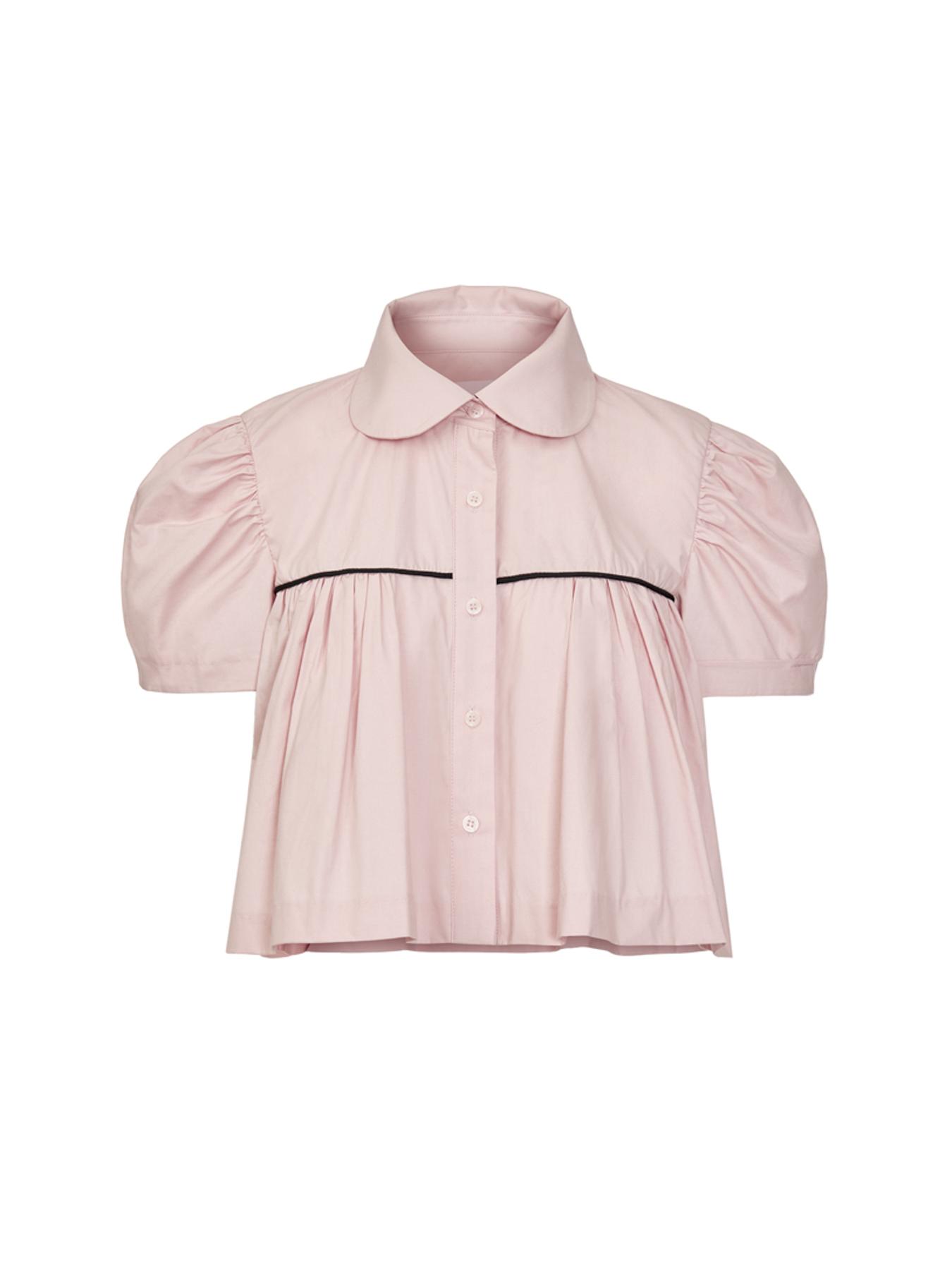 Inner Museum Shirred Crop Blouse (Pink)