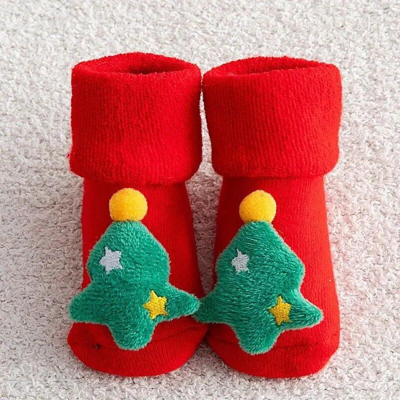 Kinder Kindersocken für Mädchen Jungen Verdicken Druck Baumwolle Kleinkinder Baby Weihnachtssocken für Neugeborene Säugling Kurze Socken