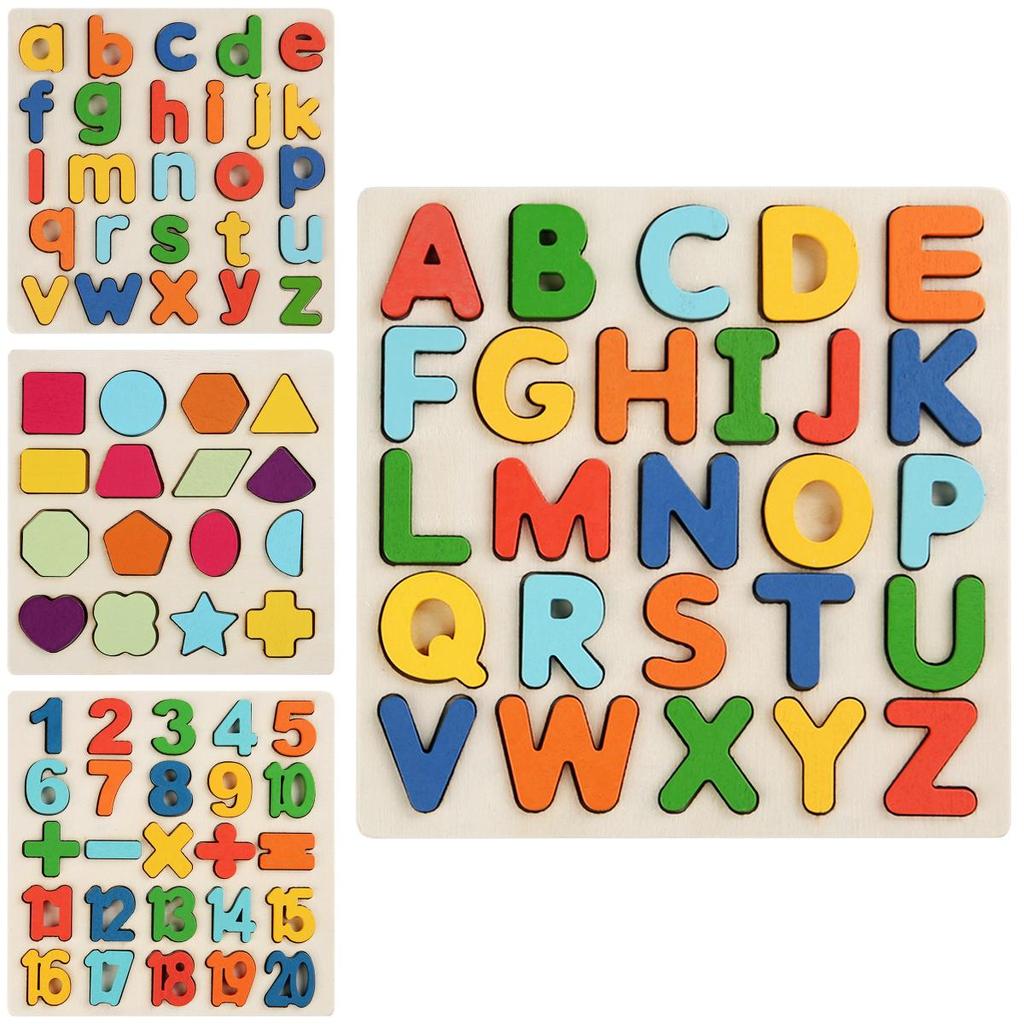 Dřevěné Montessori puzzle s čísly a písmeny pro rané dětství a kognitivní rozvoj