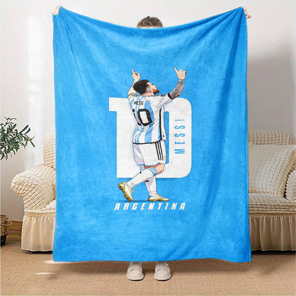 Football Messi Blanket Comfortable Great for Sofa Office Chair Livingroom All-Season Use Modern Style Birthday Christmas Gift Blanket