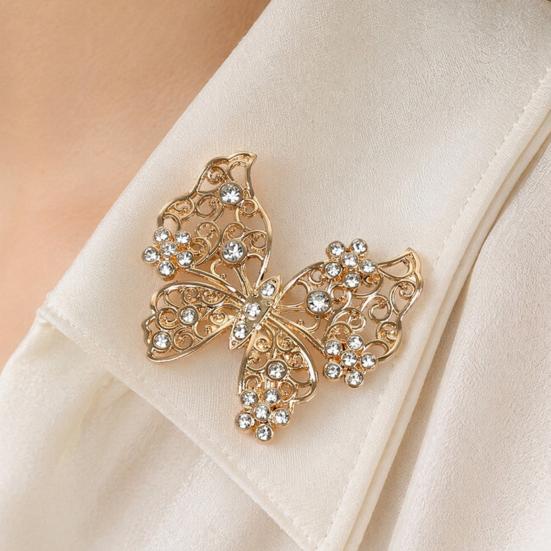Non-fading Butterfly Brooch Rhinestone for Women, Shape Lapel Pin Lightweight Clip, Sweater Cardigan Coat Suit Scarf Jewelry Accessories