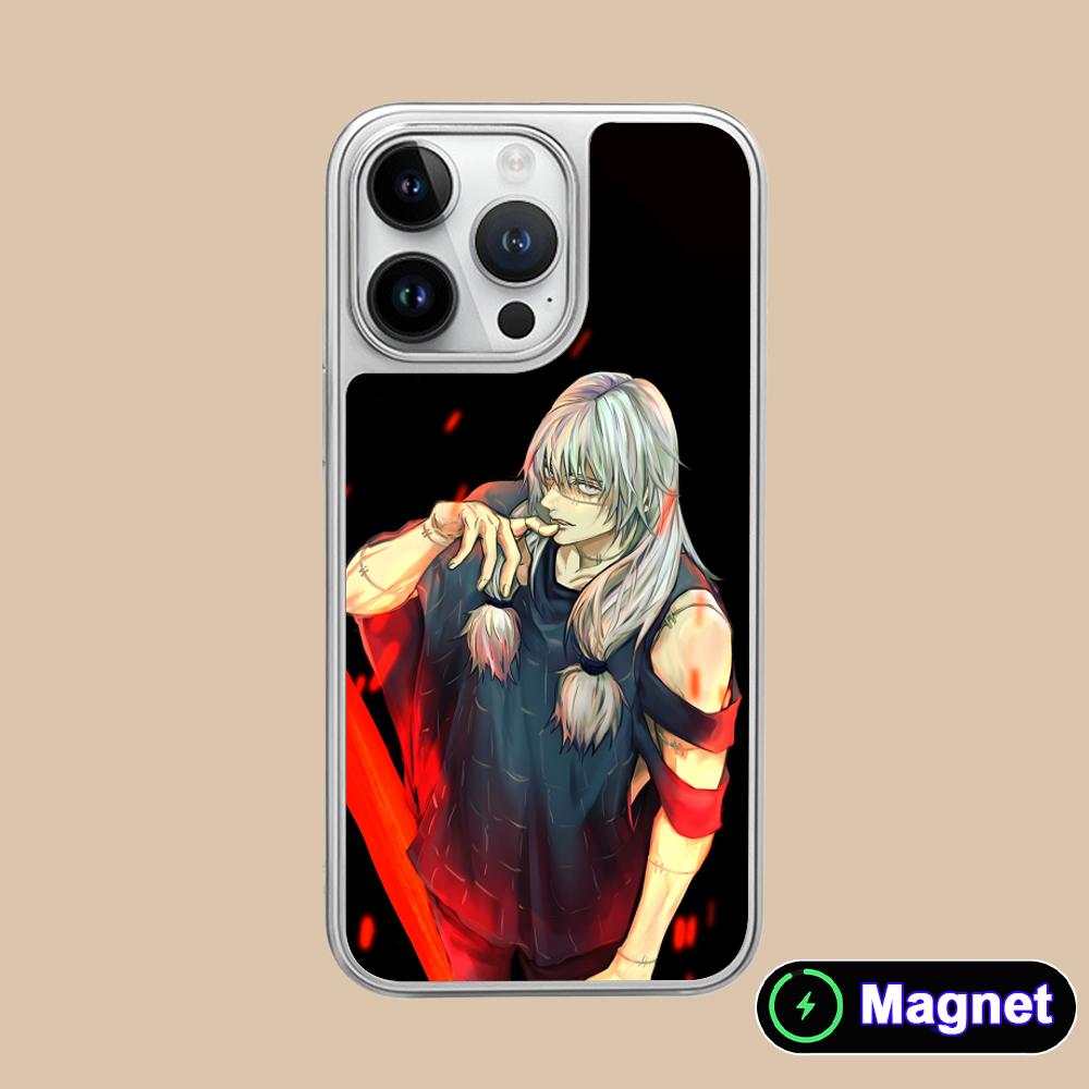JJK Mahito Phone Case for iPhone 17 16 15 14 13 12 11 Air Pro Max Plus Electroplated Silver Magsafe Cover