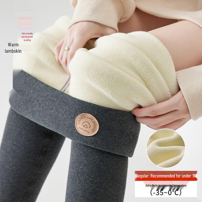 High Waist Fleece-Lined Grey Lambswool Leggings - Thick, Warm & Slimming for Autumn/Winter 2025