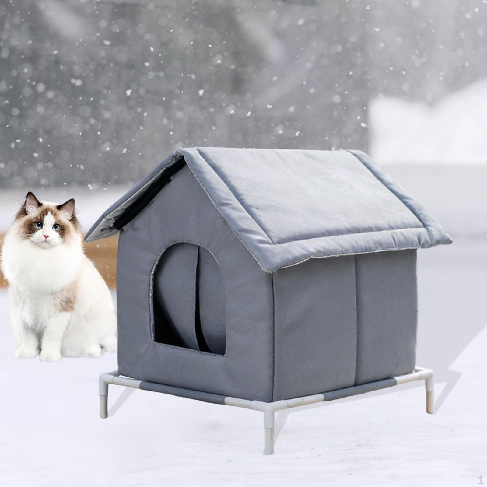 

Cat House for Outdoor Cats Elevated Feet Windproof Sturdy Warm Weatherproof Shelter Winter S