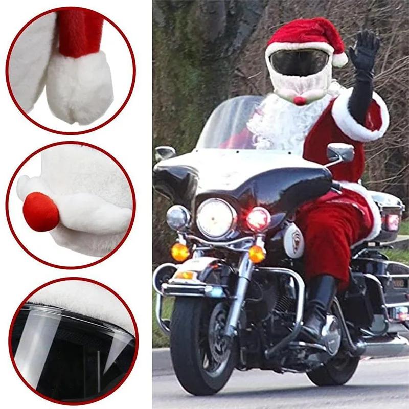 Christmas Santa Claus Motorcycle Helmet Cover Full Face Safe Hat Cycling Helmet Santa Racing Cap Merry Christmas Decoration Gift