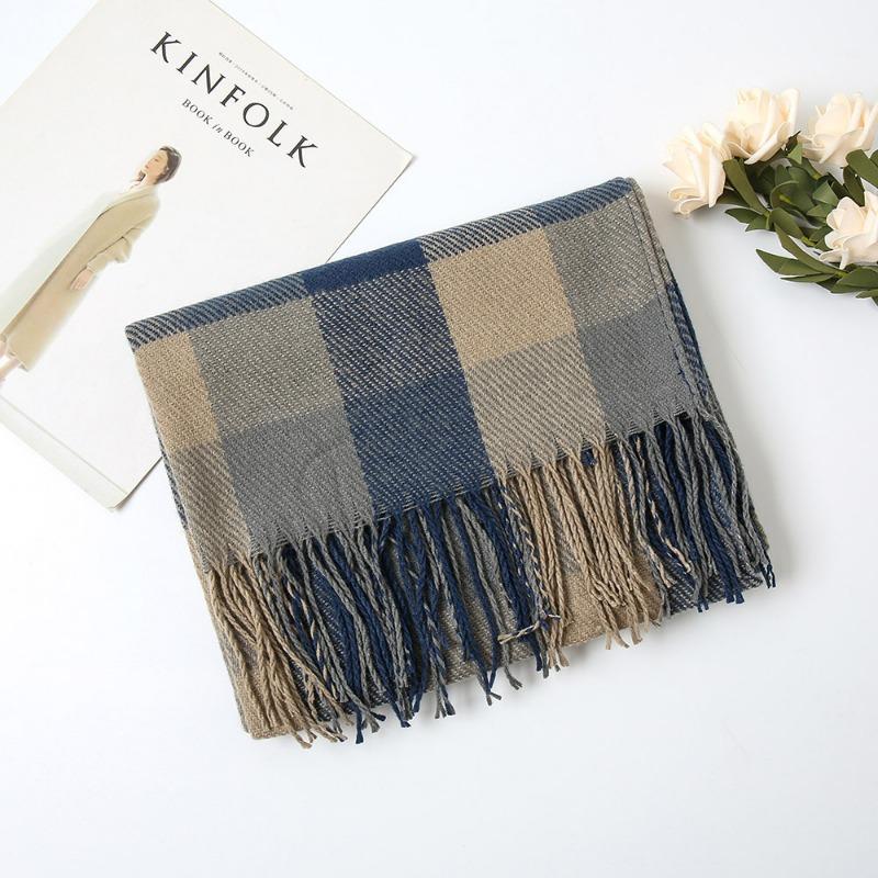 Autumn and winter new plaid cashmere scarf women's warm scarf fashion shawl winter student high-end scarf