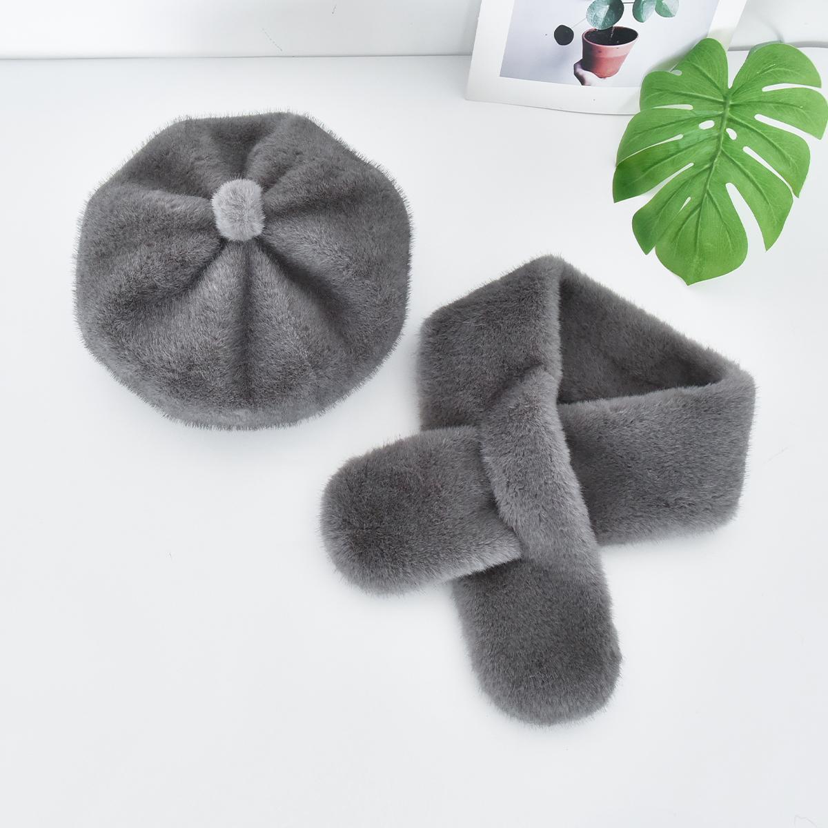 Рождественская красная берет из искусственного меха норки для женщин, Зимний теплый комплект из шапки и шарфа из искусственного меха для улицы, Элегантная шапка-берет художника