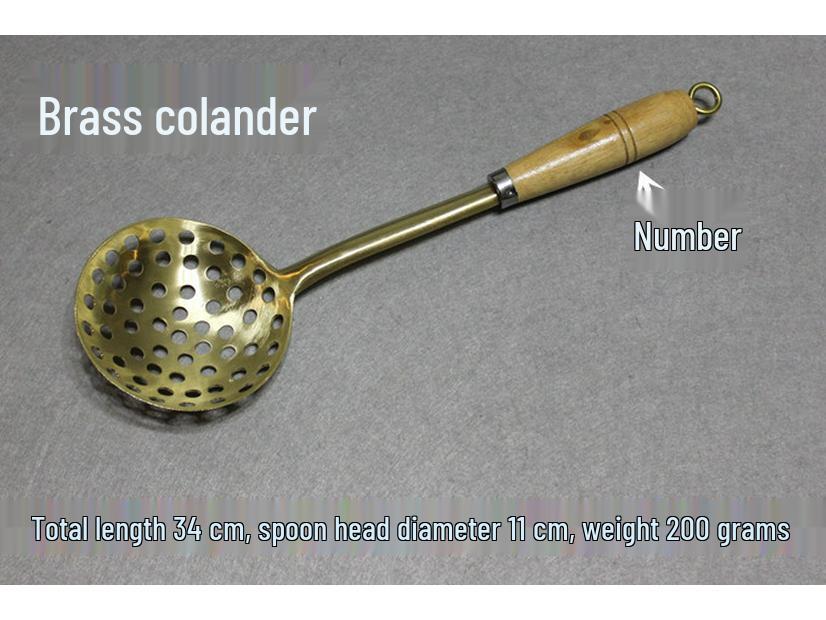 Handcrafted Brass Wok Spatula & Copper Spoon Set with Wooden Handles, Uncoated Raw Brass Utensils for Household Use