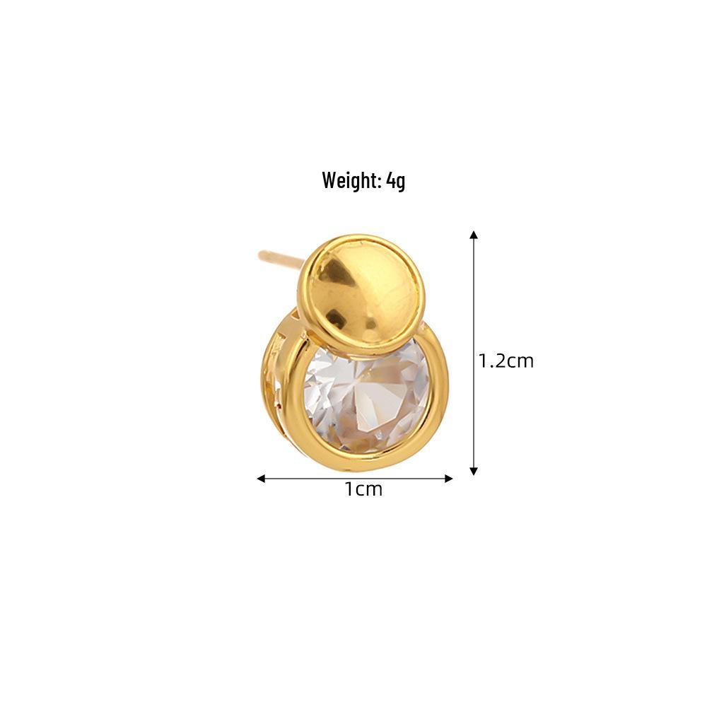 European & American Asymmetrical Electroplated Copper Zircon Stud Earrings - Exquisite Light Luxury Design