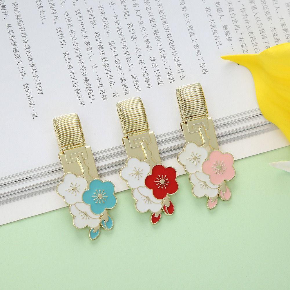 Cherry Blossom Spring Pen Clips Metal Paper Fix Clip Portable Bookmark Pen Accessories