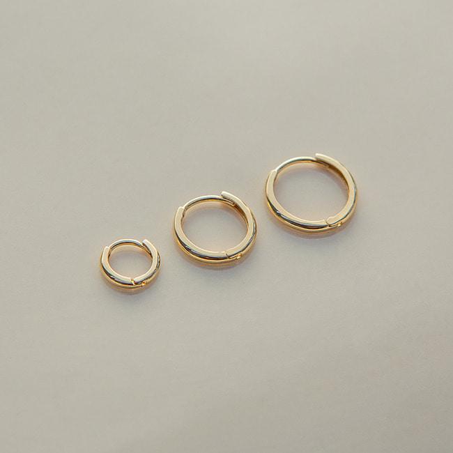 Lunne 14K Simple Round One-Touch Ring Earrings (14K Gold) A01