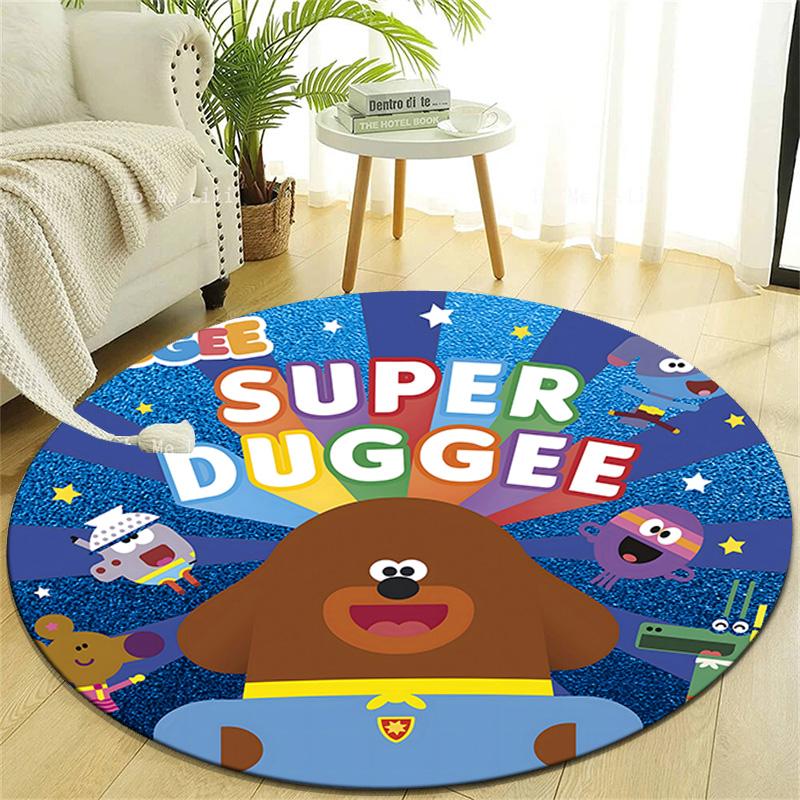 1pc Hey Duggee2 Design Printed Area Round Carpet for Bedroom Living Room Home Decor Rugs Mat Non Slip Mat Rug for Bedside