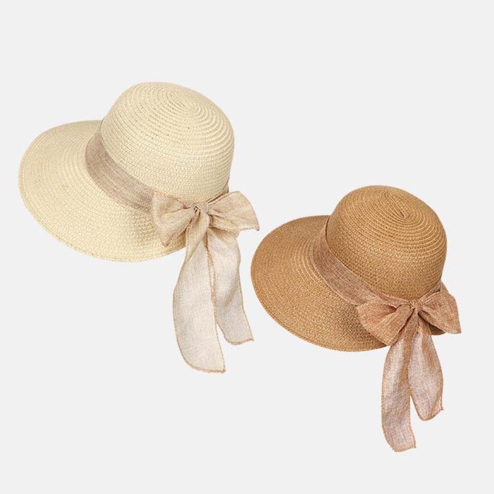 Breathable Straw Weaving Beach Hat Hollow Out Foldable Bucket Hat Big Brimmed Woven Cap  Seaside