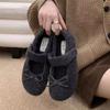 Women's Mary Jane Shoes 2025 Winter New Outdoor Bow Knot Plush Casual Shoes Lightweight Comfort Soft Sole Non Slip Flats