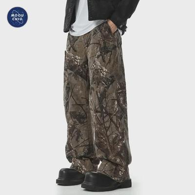 Pantaloni da lavoro mimetici dritti e larghi da uomo Muqiu – Stile casual da esterno