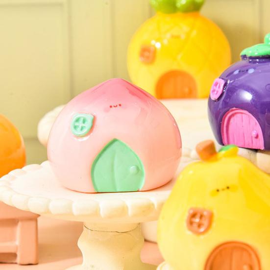 Mini House Micro Landscape Decoration Cartoon Tiny Fruit Shaped House Miniature Resin Figurine for Plant Pot Fairy Garden Accessory