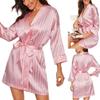 Pink Stripe European & American Sexy Lingerie Temptation Women's Bathrobe Nightgown
