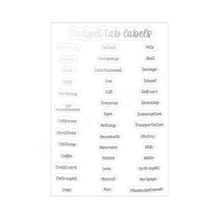 Hot Stamping English Calendar Sticker Budget Month Transparent PET Sticker Index Ear Label Sticker