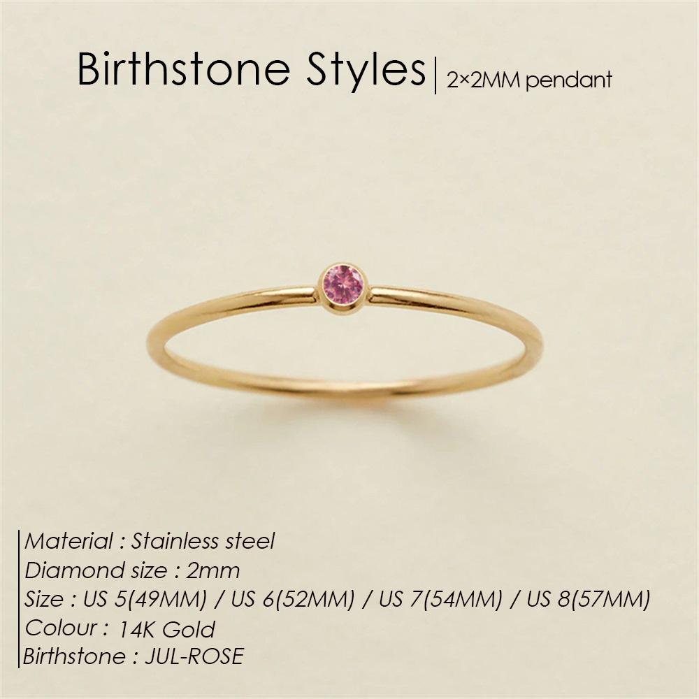 eManco Stainless Steel Birthstone Ring  Gold Color Simple Fashion Style For Women Festival Party Gift